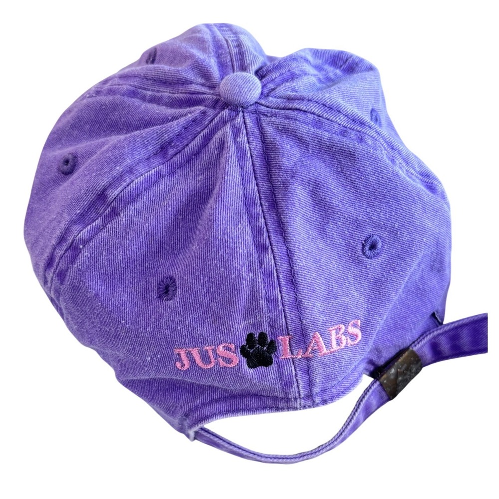 JUS LABS Purple Baseball Cap Black Labrador Dog Tennis Ball Embroidered Hat - Picture 3 of 6